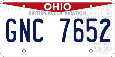 OH license plate GNC7652