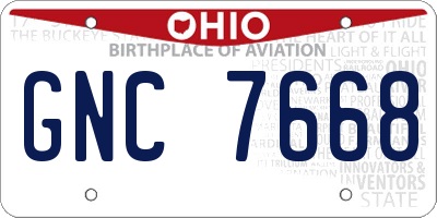 OH license plate GNC7668