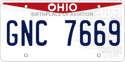 OH license plate GNC7669