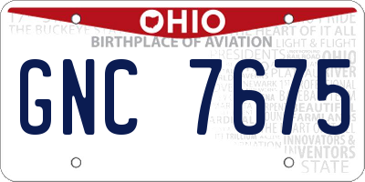 OH license plate GNC7675