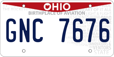 OH license plate GNC7676