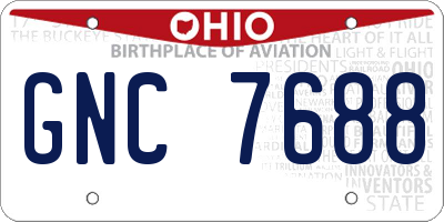 OH license plate GNC7688