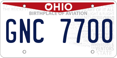 OH license plate GNC7700