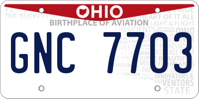 OH license plate GNC7703