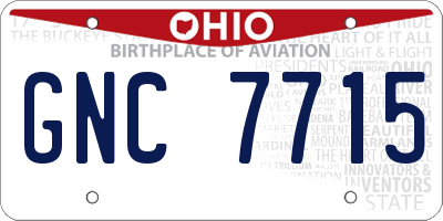 OH license plate GNC7715