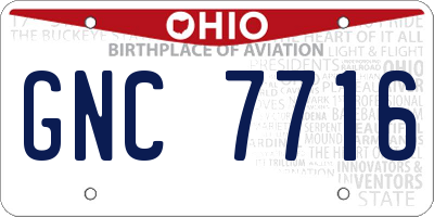 OH license plate GNC7716
