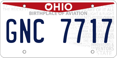 OH license plate GNC7717