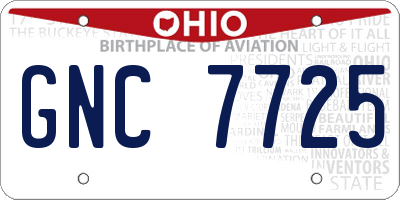 OH license plate GNC7725