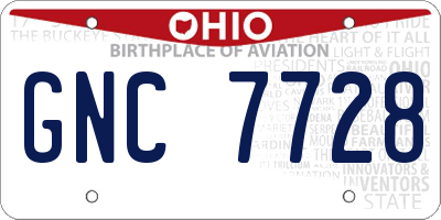 OH license plate GNC7728