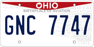 OH license plate GNC7747