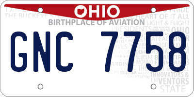 OH license plate GNC7758