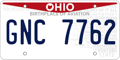 OH license plate GNC7762