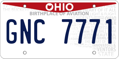 OH license plate GNC7771