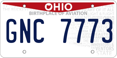 OH license plate GNC7773