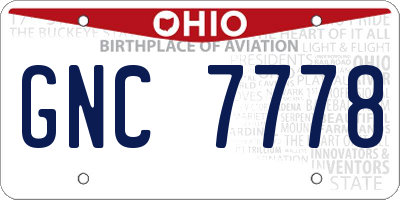 OH license plate GNC7778