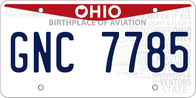 OH license plate GNC7785