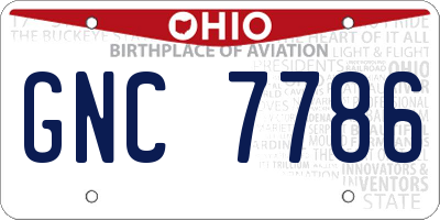 OH license plate GNC7786
