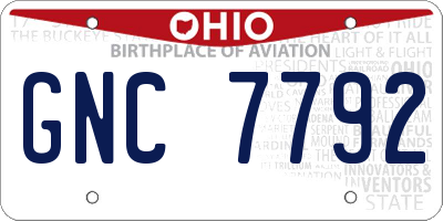 OH license plate GNC7792