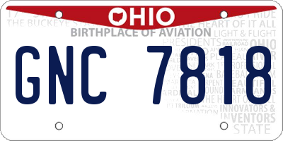 OH license plate GNC7818