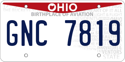 OH license plate GNC7819