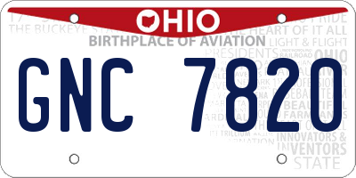 OH license plate GNC7820
