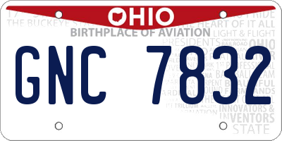 OH license plate GNC7832