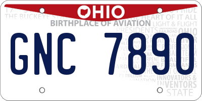 OH license plate GNC7890