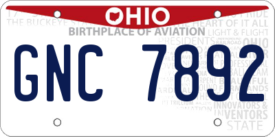 OH license plate GNC7892