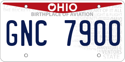 OH license plate GNC7900
