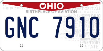 OH license plate GNC7910