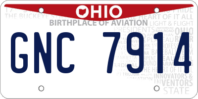 OH license plate GNC7914