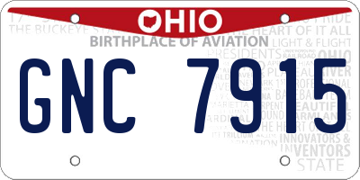 OH license plate GNC7915