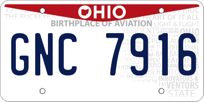 OH license plate GNC7916