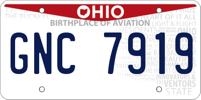 OH license plate GNC7919