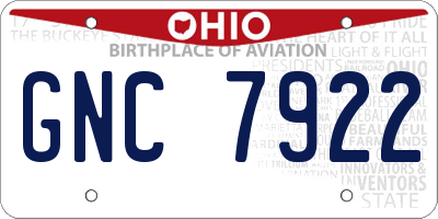 OH license plate GNC7922