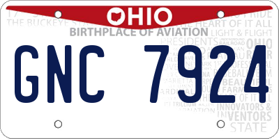 OH license plate GNC7924