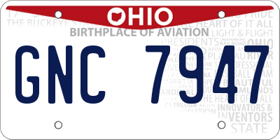 OH license plate GNC7947
