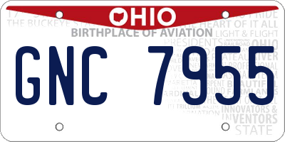 OH license plate GNC7955
