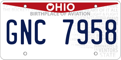 OH license plate GNC7958