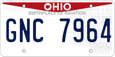OH license plate GNC7964