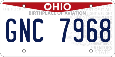OH license plate GNC7968