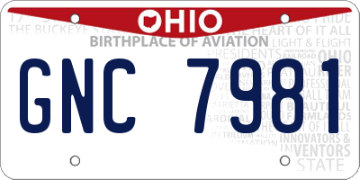 OH license plate GNC7981