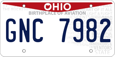 OH license plate GNC7982