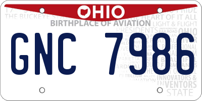 OH license plate GNC7986
