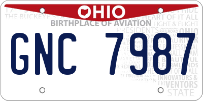 OH license plate GNC7987