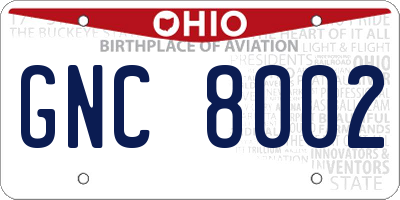 OH license plate GNC8002