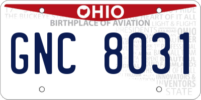 OH license plate GNC8031