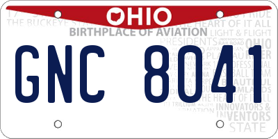 OH license plate GNC8041