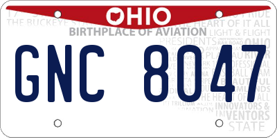 OH license plate GNC8047