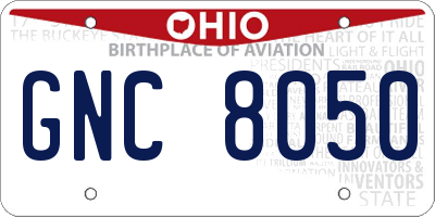 OH license plate GNC8050